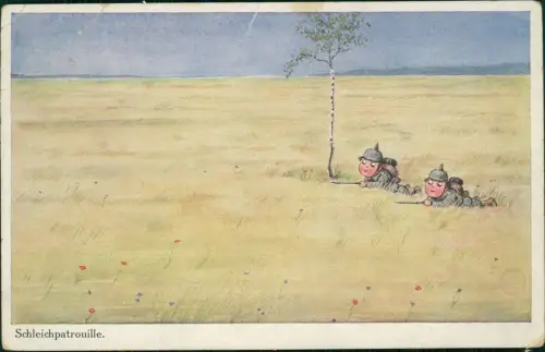 Ansichtskarte  Humor - Schleichpatrouille Patriotika Kinder
1916