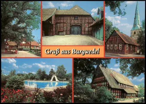 Ansichtskarte Burgwedel Mehrbildkarte Häuser-Ansichten u. Freibad 2000