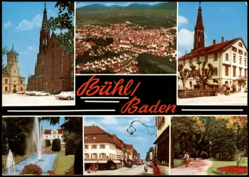 Bühl (Baden) Mehrbildkarte mit Luftaufnahme u. Ortsansichten 1971