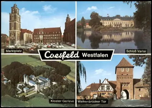 Coesfeld Mehrbild-AK mit Schloß Varlar Kloster Gerleve Walkenbrücker Tor 1975