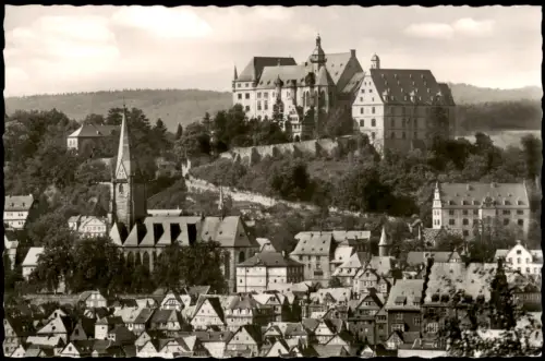 Ansichtskarte Marburg an der Lahn Schloss Panorama Gesamtansicht 1955