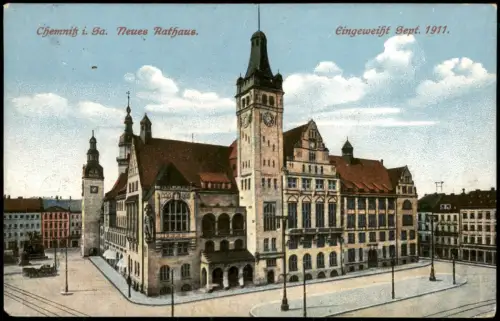 Ansichtskarte Chemnitz Karl-Marx-Stadt Neues Rathaus 1912