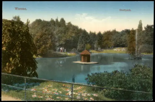 Ansichtskarte Wurzen Partie im Park Weiher Teich Stadtpark 1917