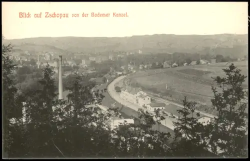 Zschopau Blick von der Bodemer Kanzel auf den Bahnhof 1913