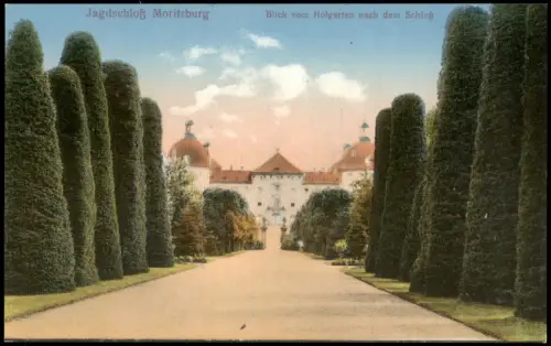 Ansichtskarte Moritzburg Blick vom Hofgarten nach dem Schloss 1921