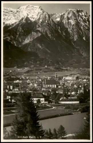 Hall in Tirol Solbad Hall Panorama-Ansicht Blick zu den Bergen Alpen 1950