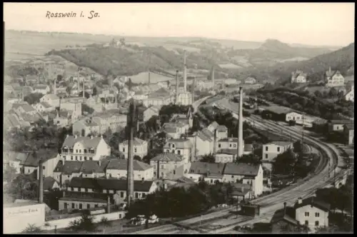 Ansichtskarte Roßwein Wagenfedern Fabrik, Stadt 1912