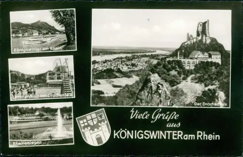 Ansichtskarte Königswinter MB: Lemmerzbad Rheinanlagen Dampfer 1963