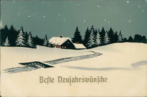 Neujahr Sylvester New Year Schlichtheit Jugendstil Winternacht 1919