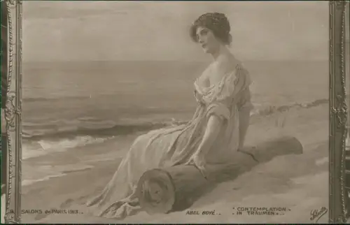 Ansichtskarte  Erotik Frau am Strand Künstlerkarte Salon de Paris 1913