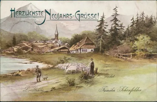 Neujahr Sylvester New Year Schäfer Fam. Schönfelder Leipzig Gohlis 1901