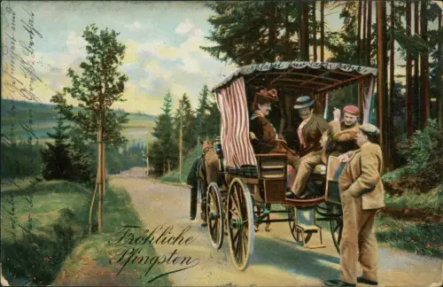 Ansichtskarte  Pfingsten Pentecost Kremserfahrt 1909