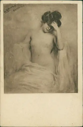 Ansichtskarte  Künstlerkarte Ritter Ruhe nach dem Bade nackt nude Erotik 1922