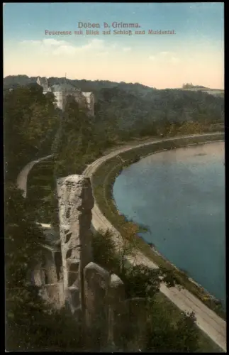 Döben-Grimma Panorama-Ansicht Feueresse mit Blick auf Schloß und Muldental 1919