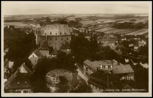 Ansichtskarte Leisnig Blick über das Schloss Mildenstein - Fotokarte 1928
