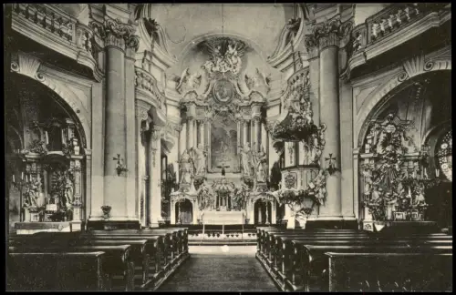 Postcard Karlsbad Karlovy Vary Inneres der katholischen Kirche. 1912