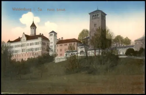 Ansichtskarte Waldenburg (Sachsen) Frontansicht Schloß 1912