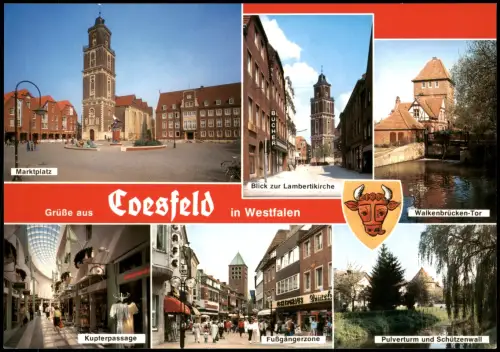 Coesfeld Mehrbild Fußgängerzone Walkenbrücken-Tor Pulverturm  Schützenwall 1990