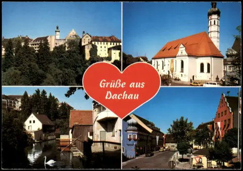 Ansichtskarte Dachau Mehrbildkarte mit 4 Ortsansichten 1980