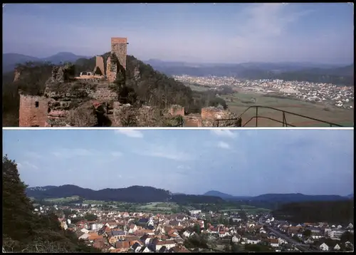 Dahn Panorama-Ansicht Burgruine Altdahn Blick vom Jungfernsprung 1980