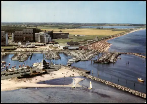 Damp-Amt Schlei-Ostsee Luftbild Hafen Schiffe v. Flugzeug aus 1975
