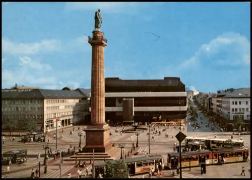 Ansichtskarte Darmstadt Luisenplatz, Tram Straßenbahn Bus 1980