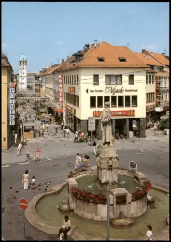 Darmstadt Ludwigsplatz mit Bismarck-Denkmal, Geschäfte McDonalds 1975