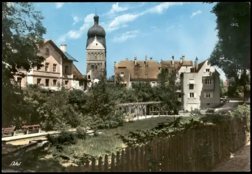 Ansichtskarte Erding Ortsansicht, Häuser, kleiner Park 1964