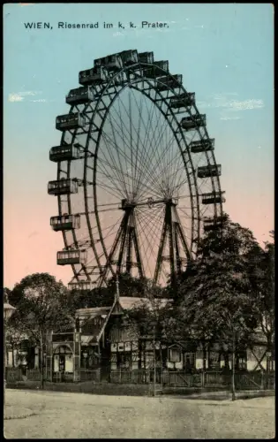 Ansichtskarte Prater-Wien Riesenrad im k. k. Prater 1910