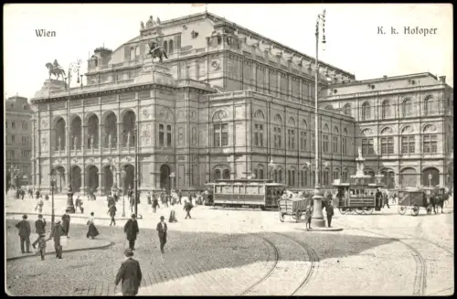 Ansichtskarte Wien K. k. Hofoper, Tram Straßenbahn, Straßen-Kreuzung 1910