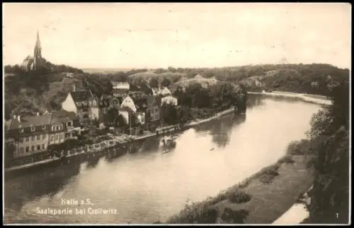 Ansichtskarte Halle (Saale) Saalepartie bei Cröllwitz 1928