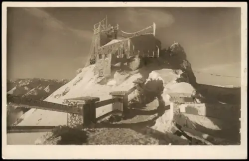 Grainau Münchner Haus Blick von der Gipfelstation Bayerischen Zugspitzbahn 1934