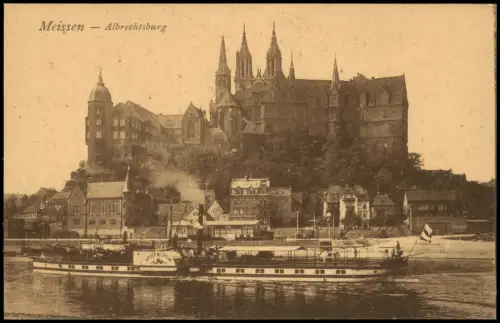 Ansichtskarte Meißen Schloss Albrechtsburg und Dom, Elbdampfer 1913