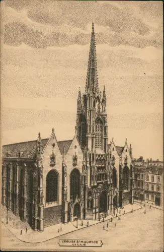 CPA Lille Eglise Saint-Maurice 1915