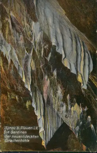 Syrau (Vogtland) Tropfsteinformation 'Die Gardinen' in der Drachenhöhle 1929