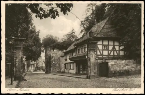 Ansichtskarte Hann. Münden Das obere Tor, Straßen-Ansicht 1933