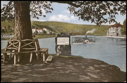 Ansichtskarte Hann. Münden Weserstein Weser Partie mit Dampf-Schiff 1910