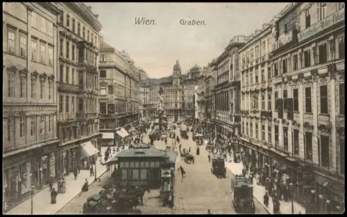 Ansichtskarte Wien Graben, geschäftiges Treiben 1910