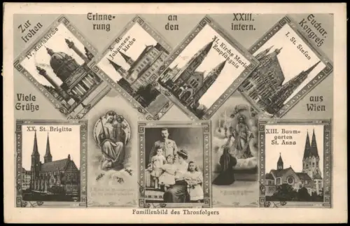 Wien Erinnerung an den Euchar. Kongress (Gedenk-Mehrbildkarte) 1912