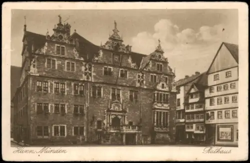 Ansichtskarte Hann. Münden Rathaus 1920   rückseitig Stempel "Schule in Sasel"