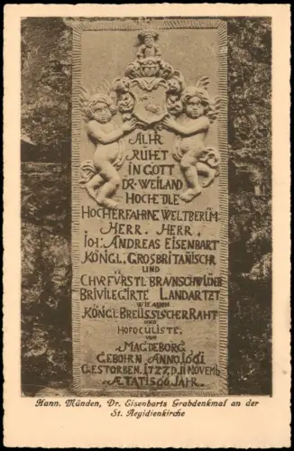 Hann. Münden Dr. Eisenbarts Grabdenkmal an der St. Aegidienkirche 1920