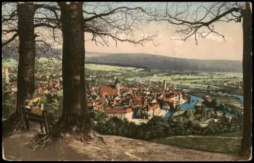Ansichtskarte Hann. Münden Panorama-Ansicht 1910   SASEL Schul-Stempel