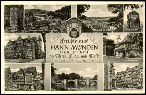 Hann. Münden  Graddenkmal Dr. Eisenbarth, Oberes Tor, Weserstein uvm. 1940