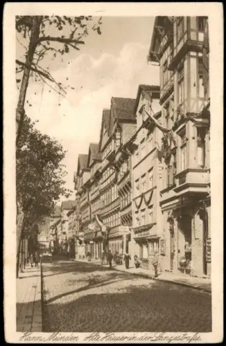 Ansichtskarte Hann. Münden Alte Häuser in der Langestrasse 1910