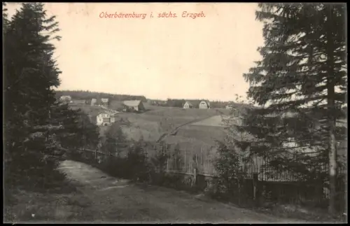 Ansichtskarte Oberbärenburg-Altenberg (Erzgebirge) Weg an der Stadt 1912