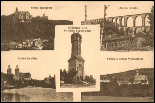 Ansichtskarte Rochlitz 5 Bild Stadtansichten 1912