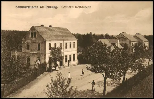 Ansichtskarte Grillenburg-Tharandt Nestler's Restaurant mit Garten 1912