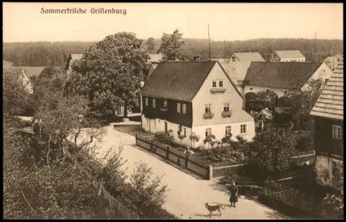 Ansichtskarte Grillenburg-Tharandt Straßenszene 1915