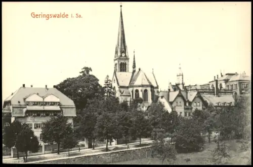 Ansichtskarte Geringswalde Straßenszene mit Kirche 1912