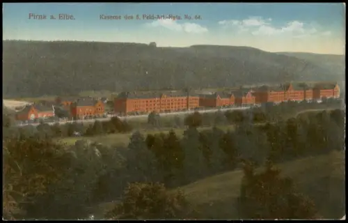 Ansichtskarte Pirna Kaserne des 5. Feld-Art. Rgts No 64 1915